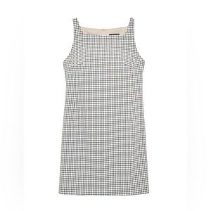 Theory Size 2. CHECK PRINT SQUARE NECK DRESS IN BLUE MULTI